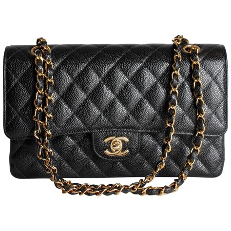 chanel bag black and gold|chanel classic black bag price.